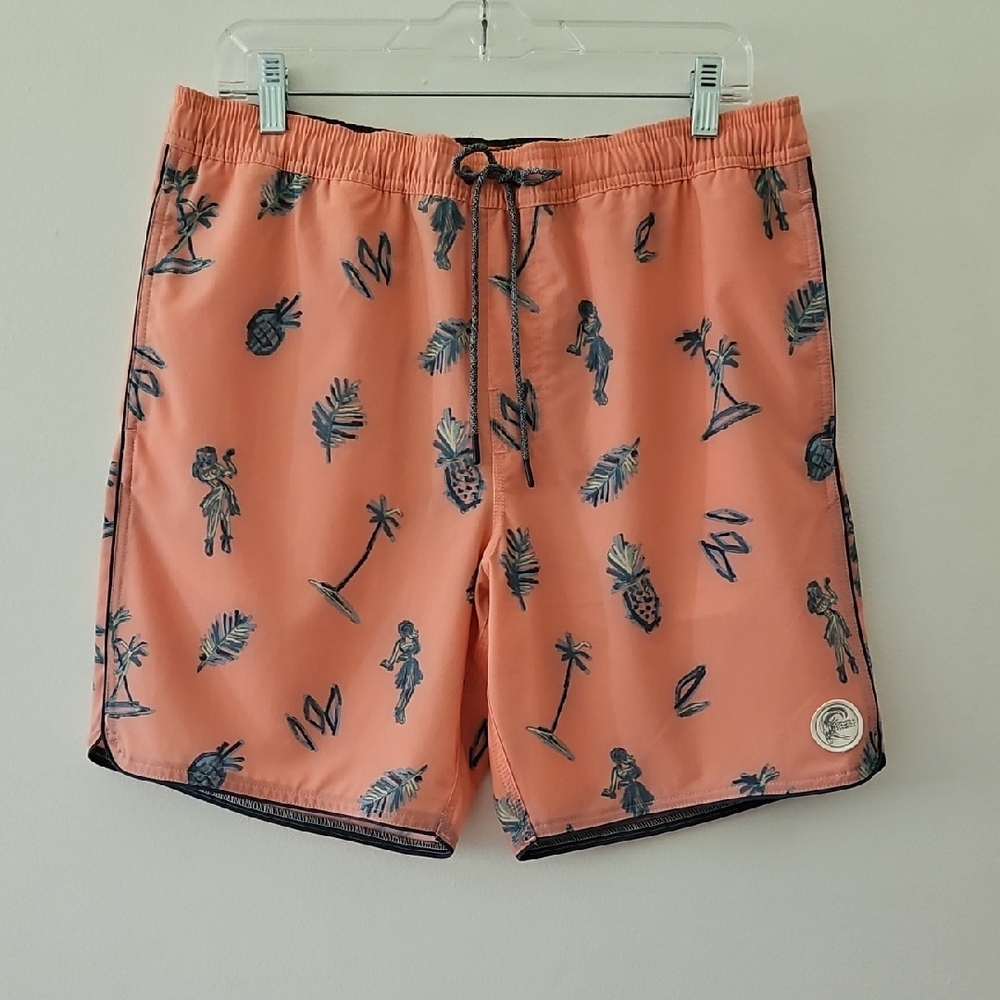 O'Neill Cruzers Boardshorts Peach Hula Girl Pineapples Size Large